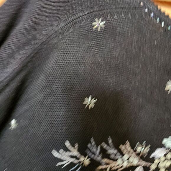 Stitches In Time Black Sweater Cardigan Size L Beading & Embroidered Cottagecore - Picture 10 of 16